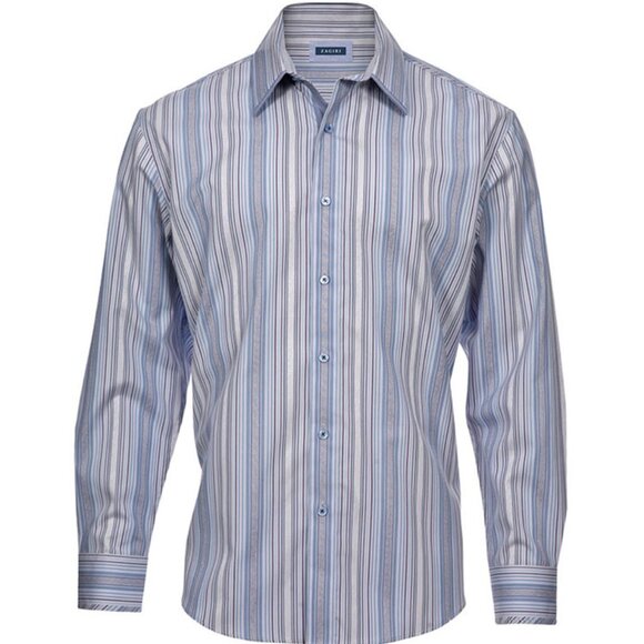 Zagiri Crimson and Clover Striped Button Down Sports Shirt - Picture 1 of 4